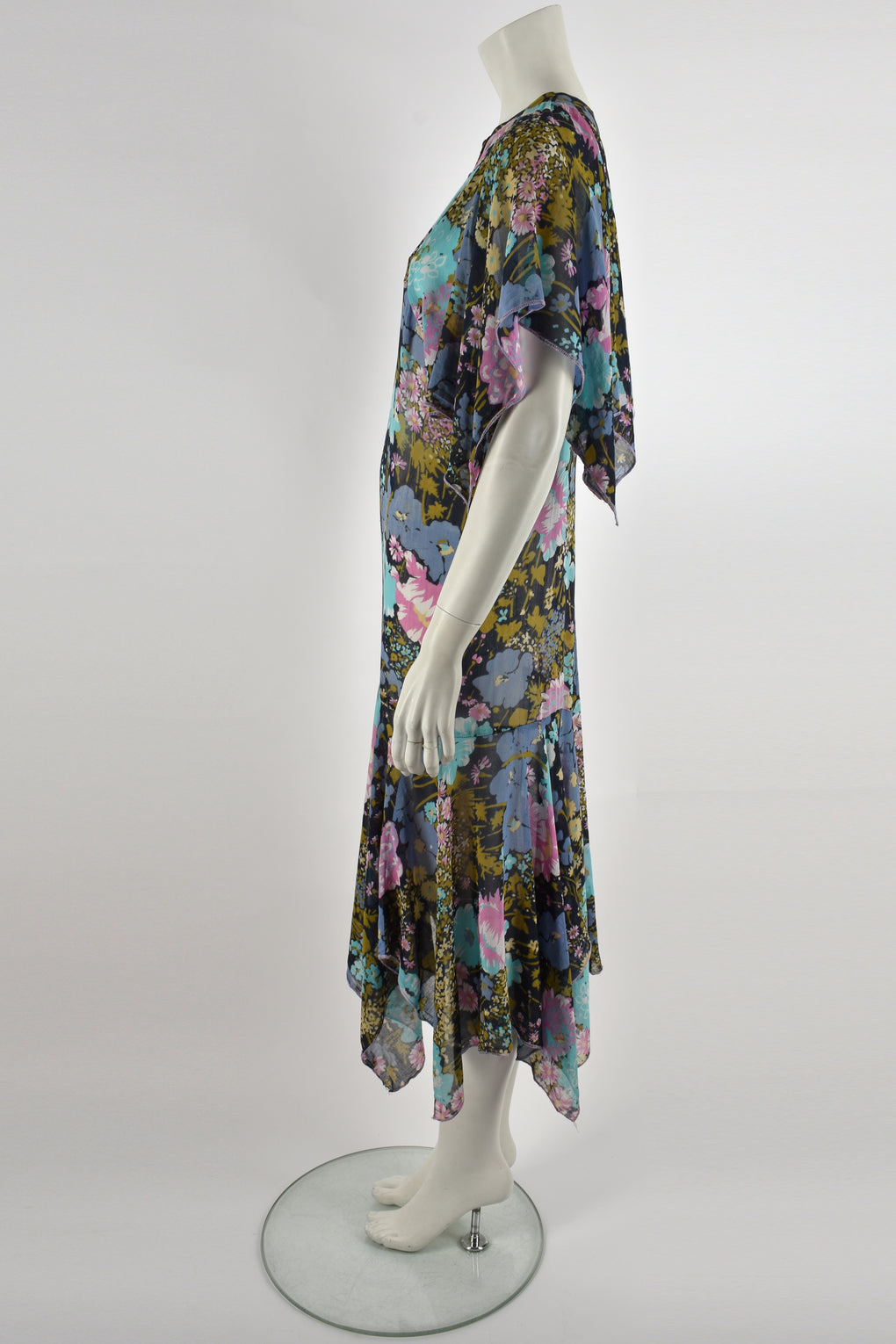 DAVID SILVERMAN 70s floral print dress S