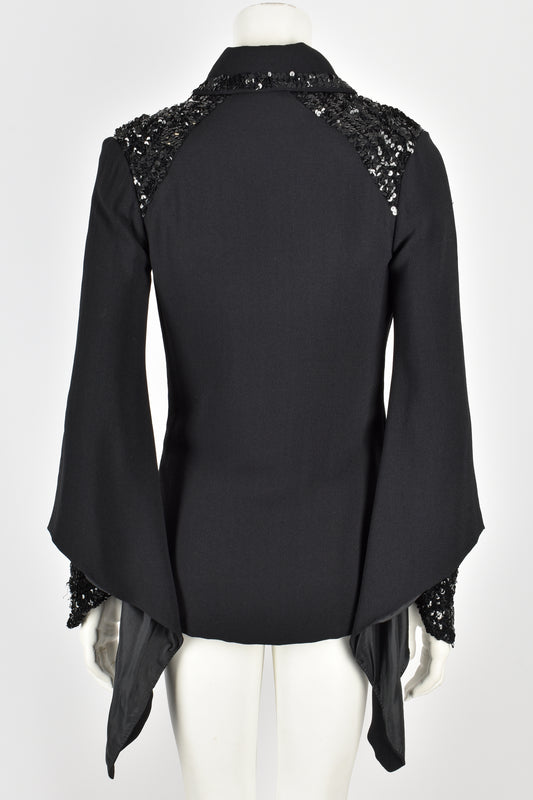 VINTAGE black sequinned top XS