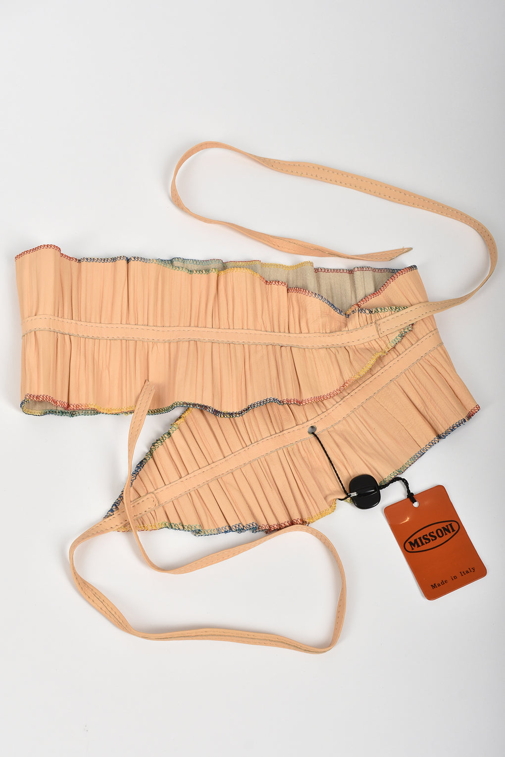 MISSONI 70s pleated leather belt / S-L