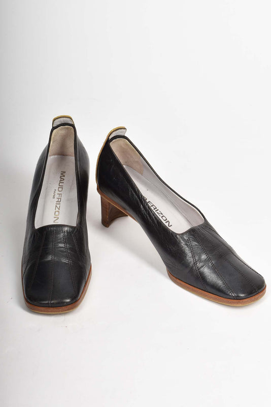 MAUD FRIZON black leather heels