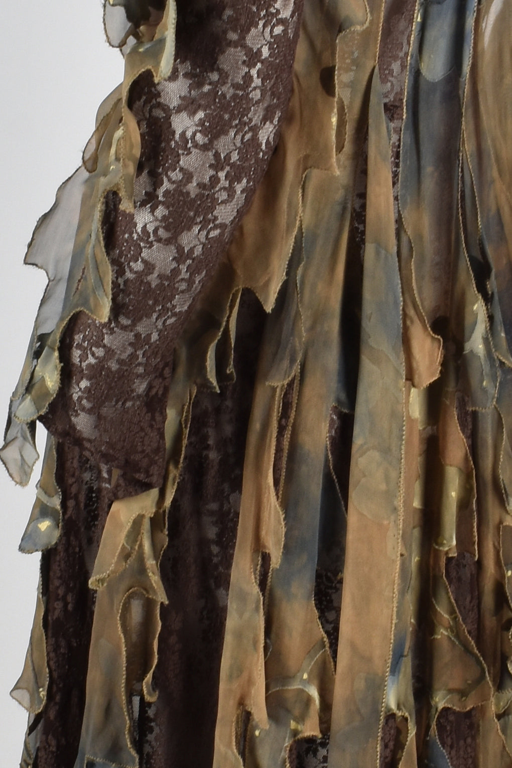 VINTAGE 1990s camouflage lace chiffon dress L-XL