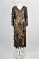 VINTAGE 1990s camouflage lace chiffon dress L-XL