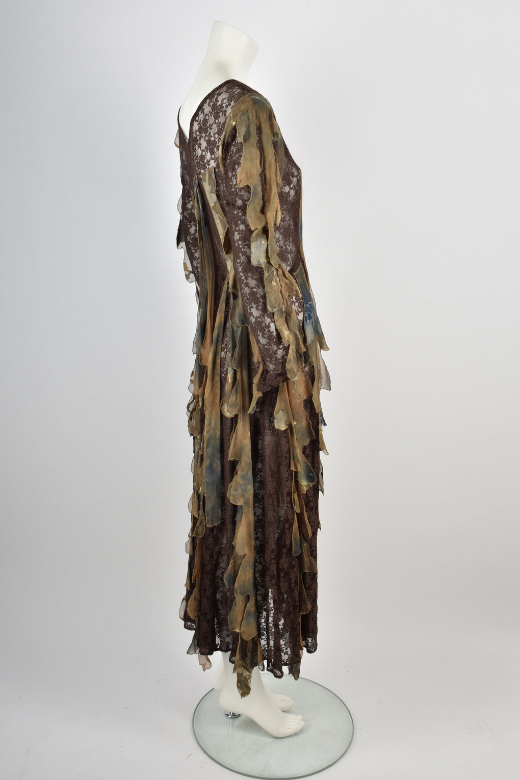 VINTAGE 1990s camouflage lace chiffon dress L-XL