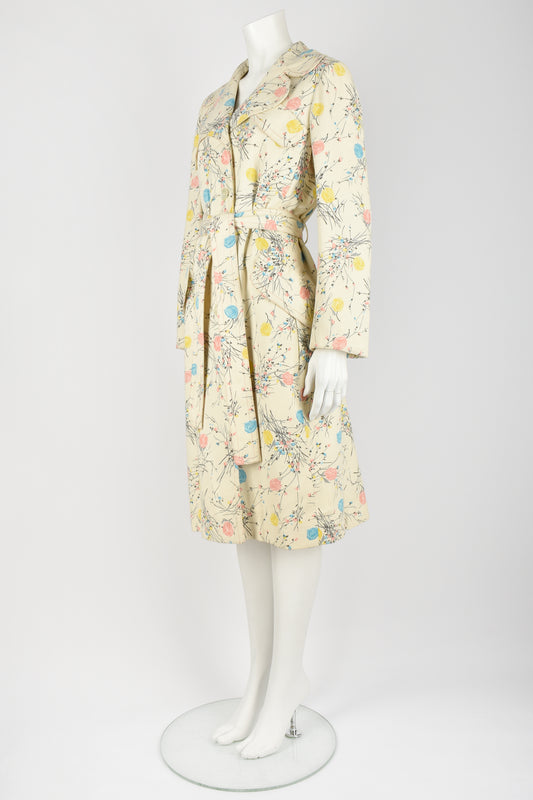 DONALD BROOKS 60s floral raincoat L