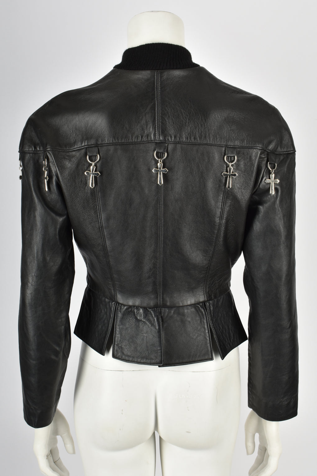 JOHN RICHMOND 90s cross detail leather jacket M