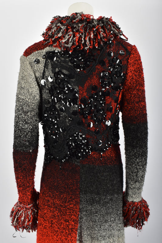 CHRISTIAN LACROIX 90s embellished back knit coat M-L