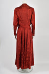 30's Red Jacquard floral dress with jacket