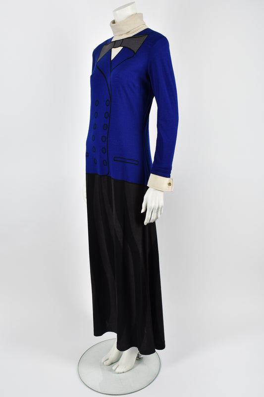 ROBERTA DI CAMERINO 70s trompe-l'oeil print dress M/L