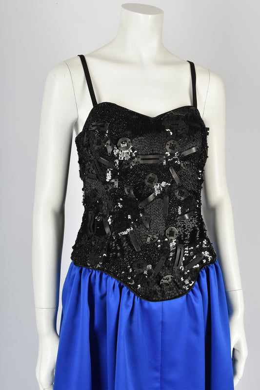 YVES SAINT LAURENT beaded blue dress